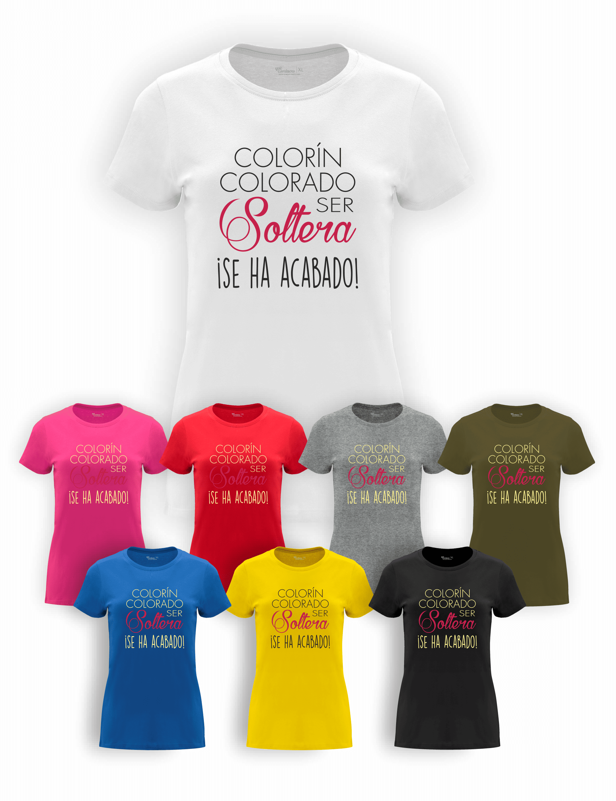 Camiseta "Amigas de la Novia, Colorín colorado" para despedida de soltera – Disponible en varios colores.