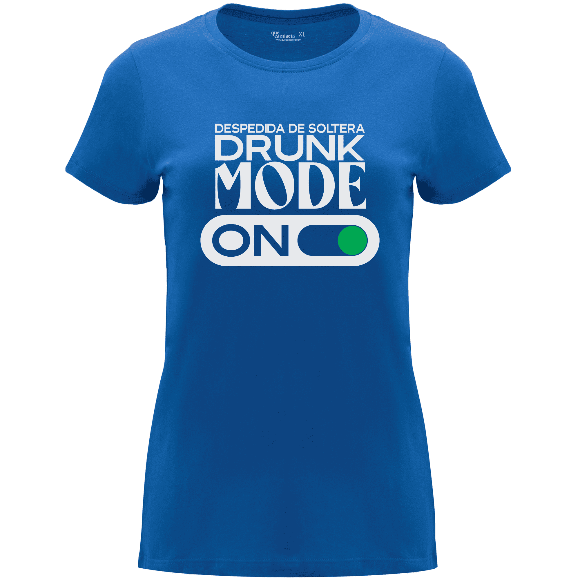 Camiseta despedida de soltera para amigas de la novia en algodón orgánico – Diseño Drunk mode – Color azul royal