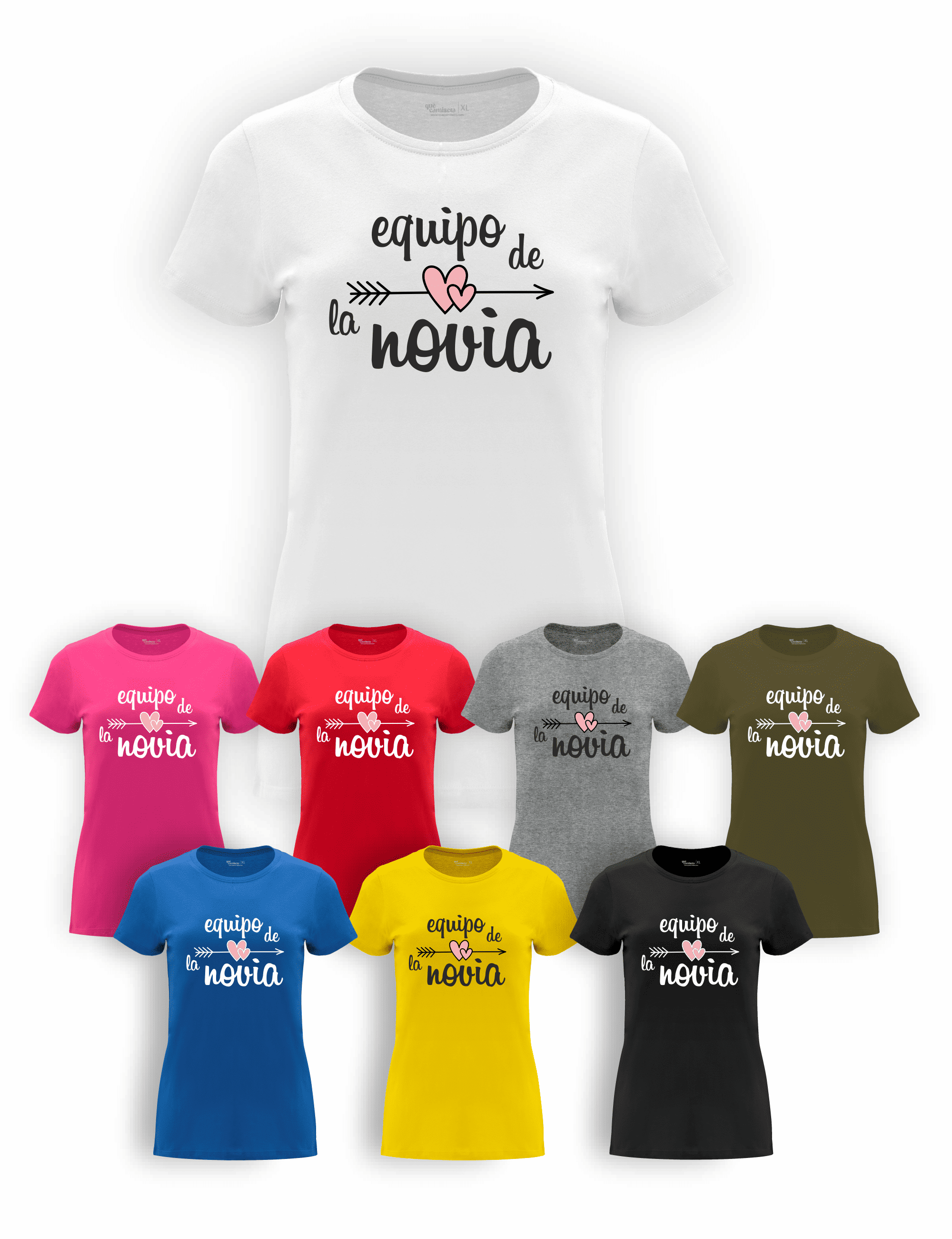 Camiseta "Amigas de la Novia, Equipo de la novia" para despedida de soltera – Disponible en varios colores.
