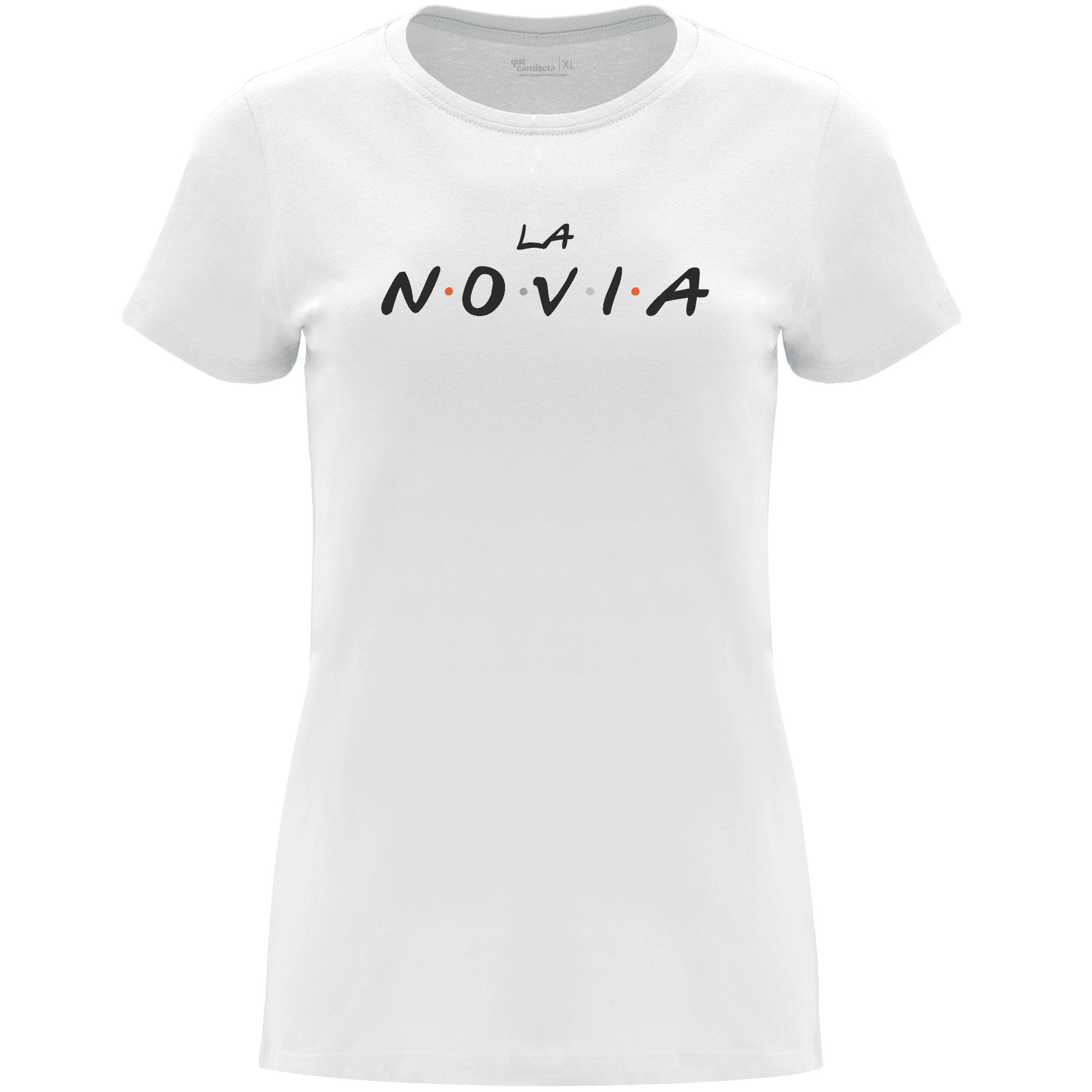 Camiseta despedida de soltera para la novia en algodón orgánico – Diseño Friends, la novia – Color Blanco