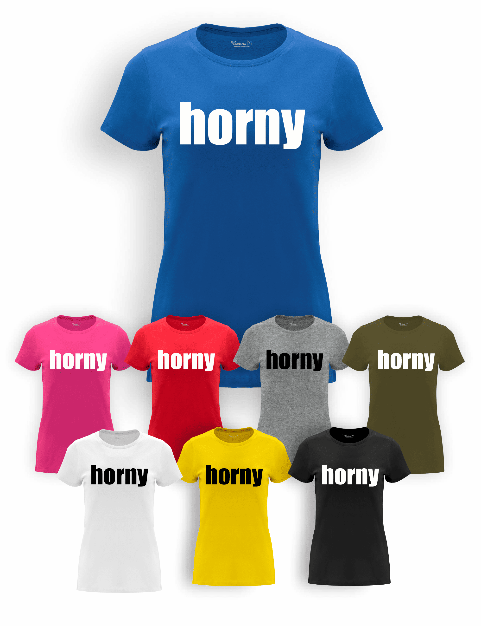 Camiseta "Amigas de la Novia, Horny" para despedida de soltera – Disponible en varios colores.