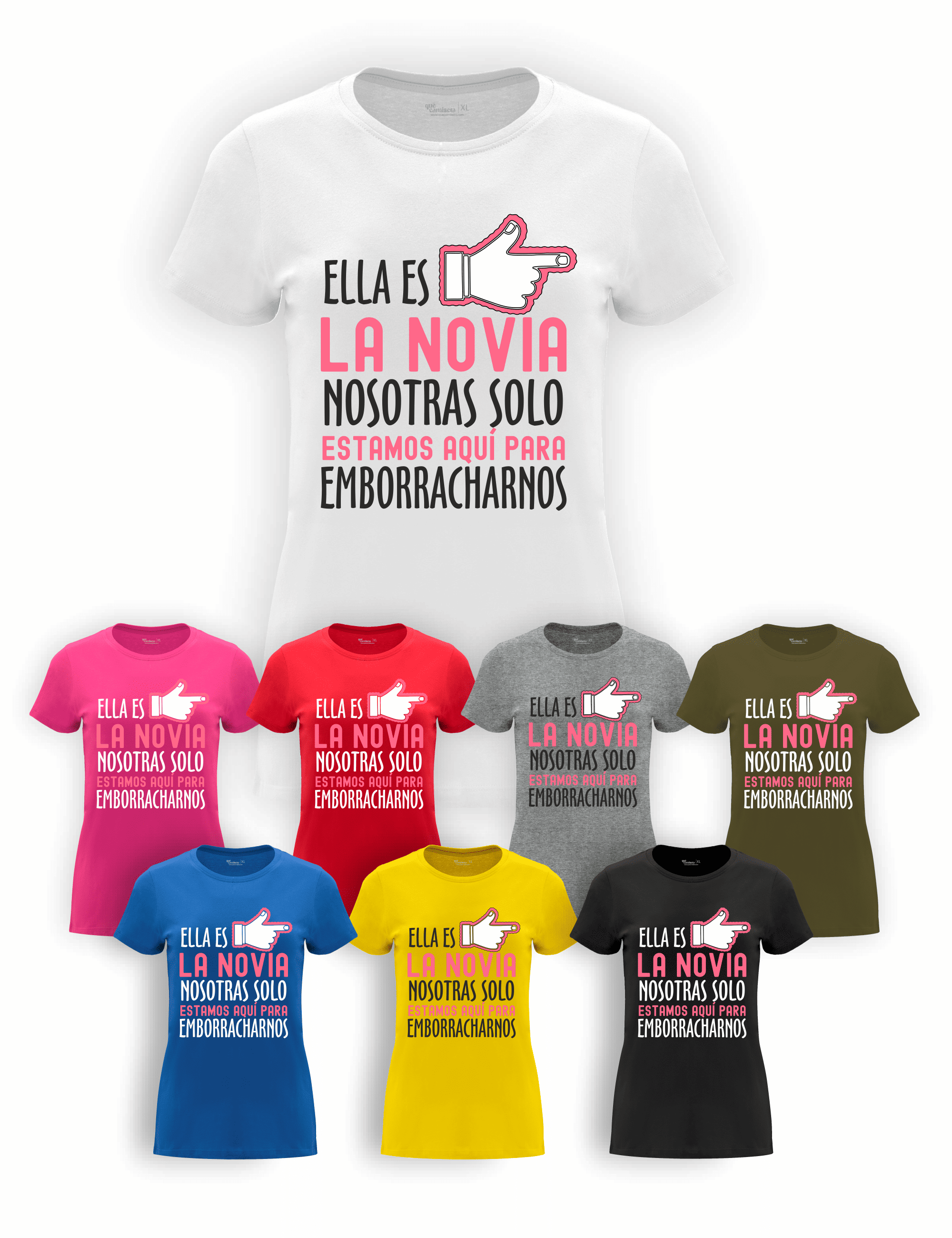 Camiseta "Amigas de la Novia, La novia no soy yo" para despedida de soltera – Disponible en varios colores.