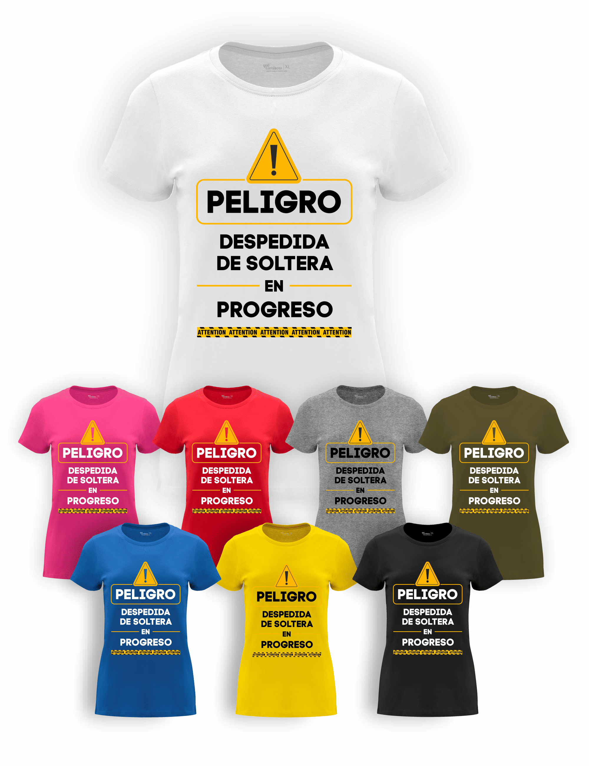 Camiseta "Amigas de la Novia, Peligro" para despedida de soltera – Disponible en varios colores.