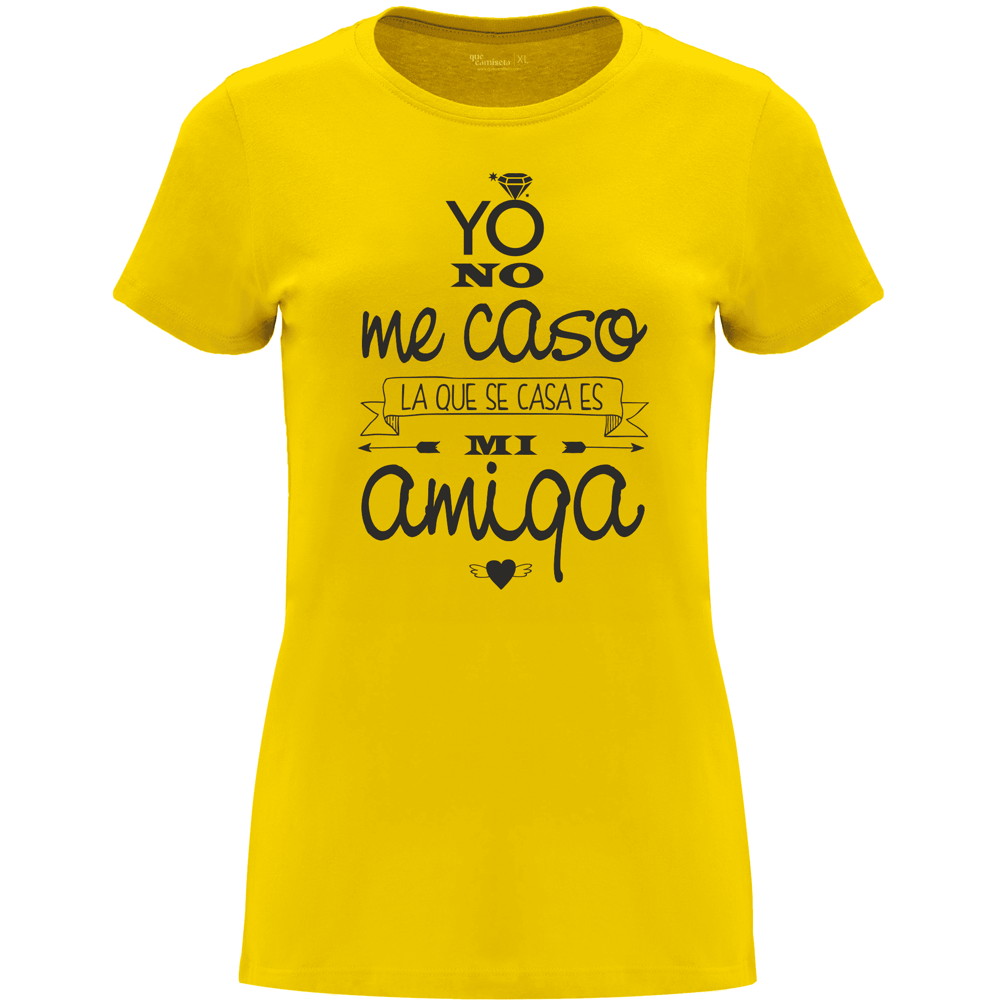 Camiseta despedida de soltera para amigas de la novia en algodón orgánico – Diseño Yo no me caso – Color amarillo