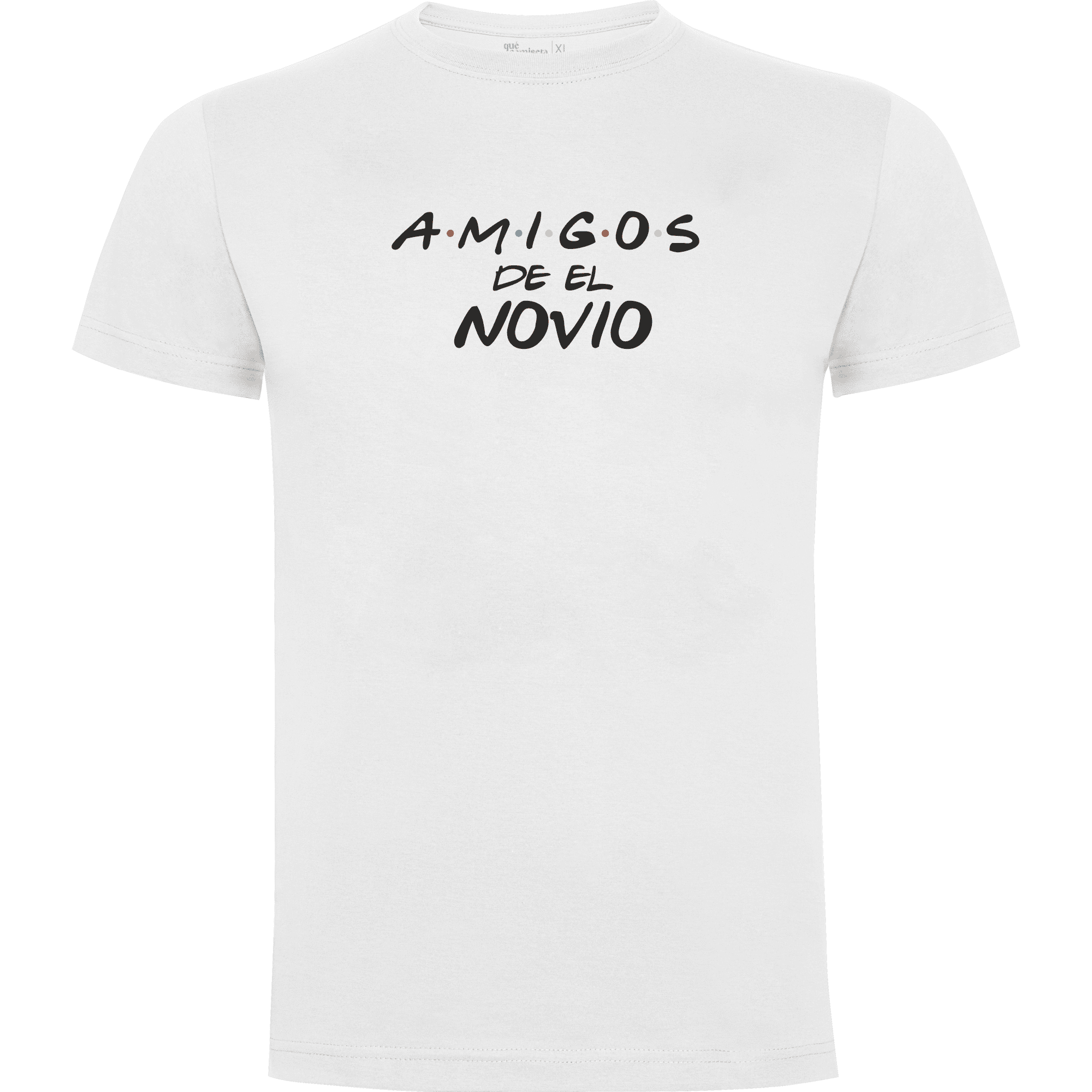 Camiseta despedida de soltero para amigos del novio en algodón orgánico – Diseño Friends, amigos del novio – Color blanco