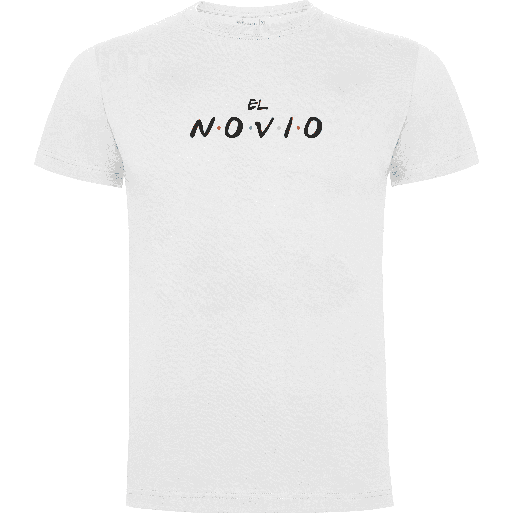 Camiseta despedida de soltero para novio en algodón orgánico – Diseño Friends, El novio – Color blanco