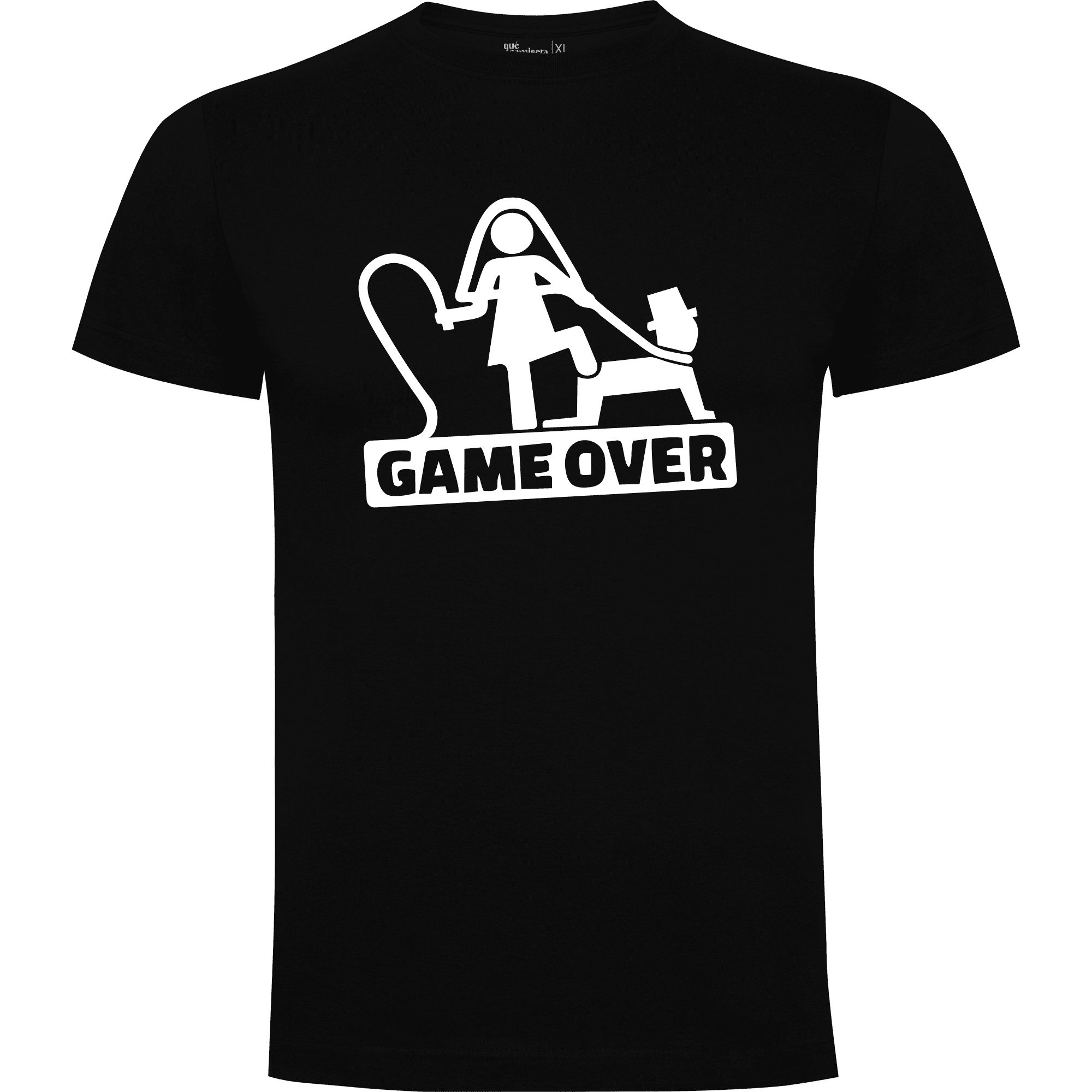 Camiseta despedida de soltero para amigos del novio en algodón orgánico – Diseño Game over del novio – Color negro