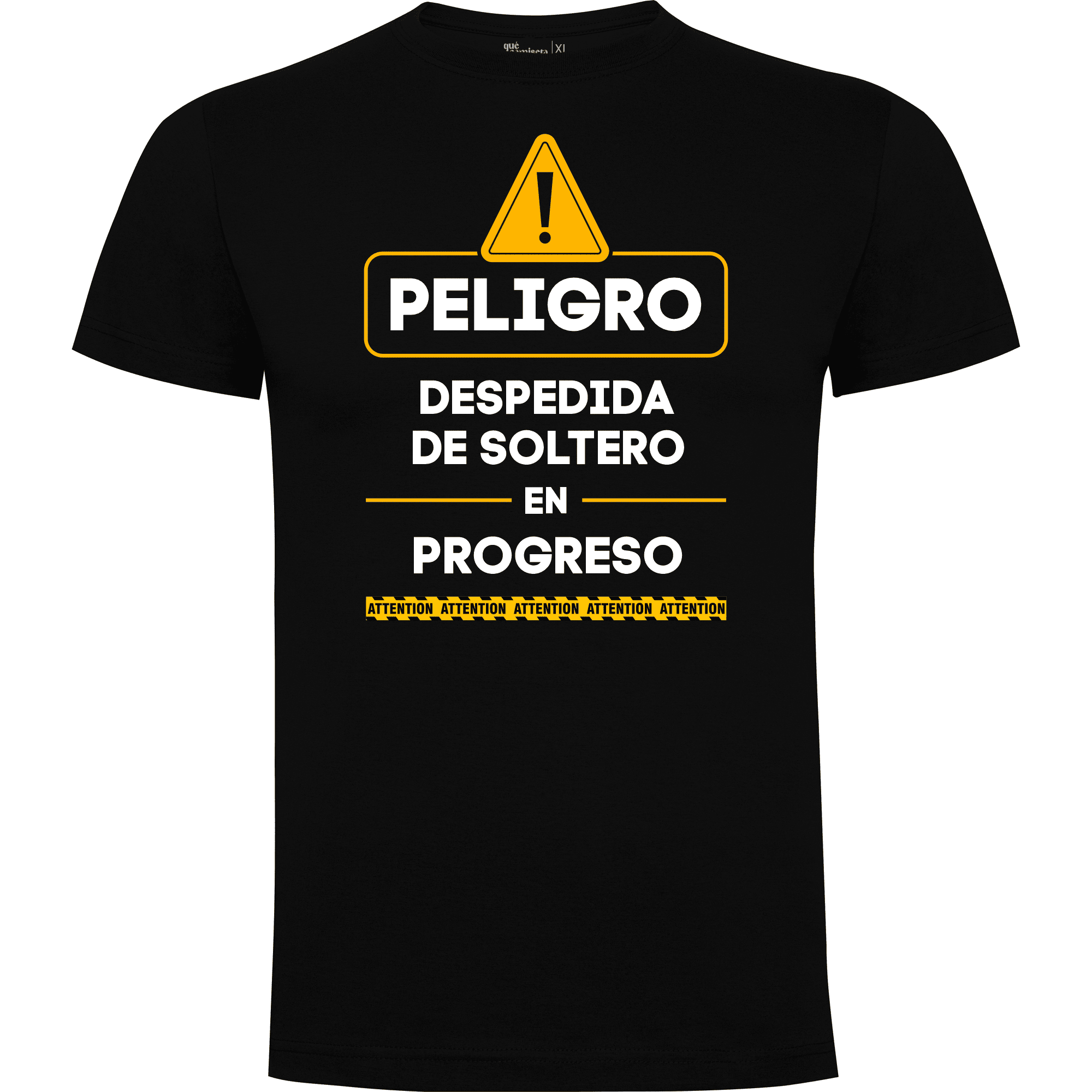 Camiseta despedida de soltero para amigos del novio en algodón orgánico – Diseño Peligro – Color negro