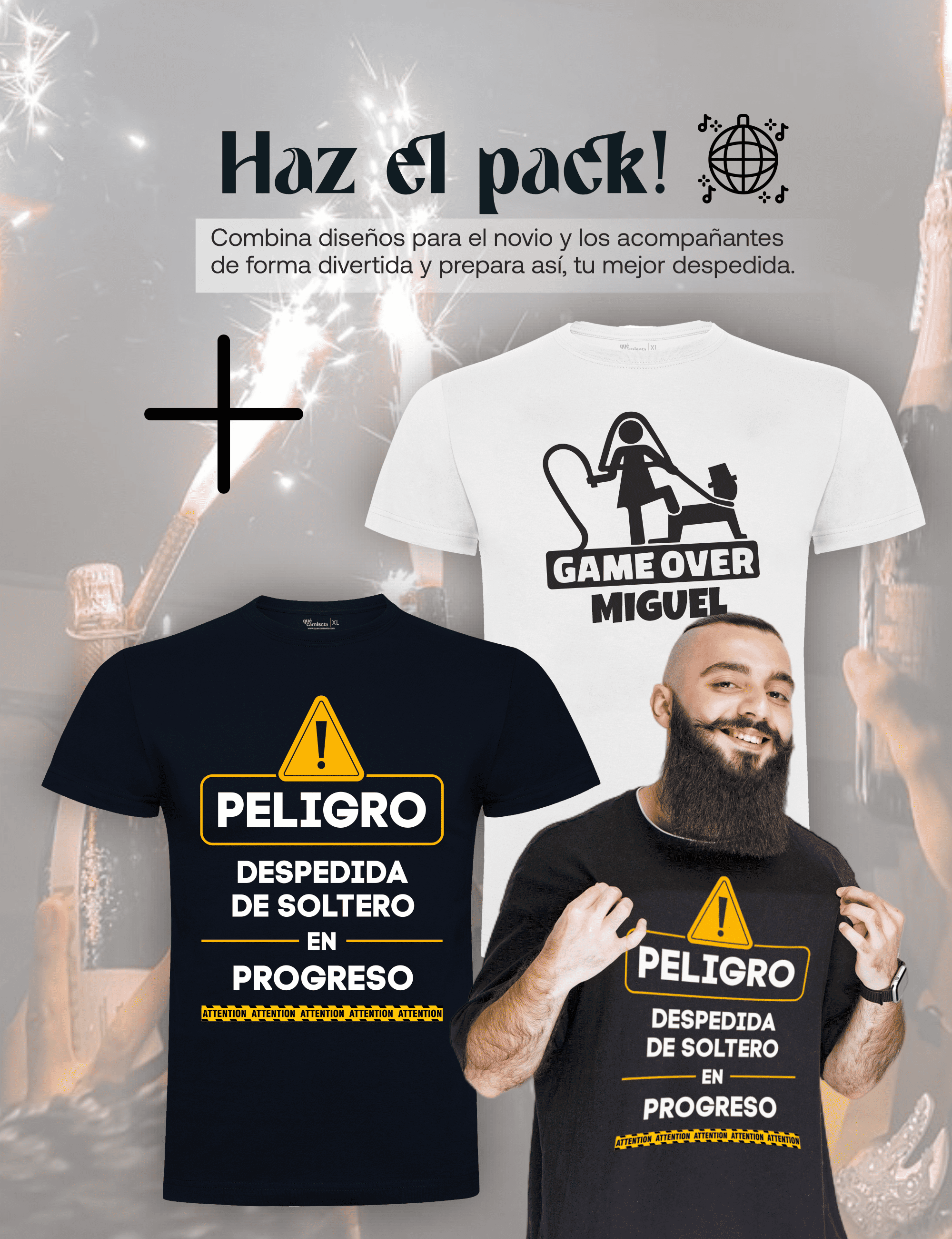 Camiseta "Peligro" para despedida de soltero – Disponible en varios colores.