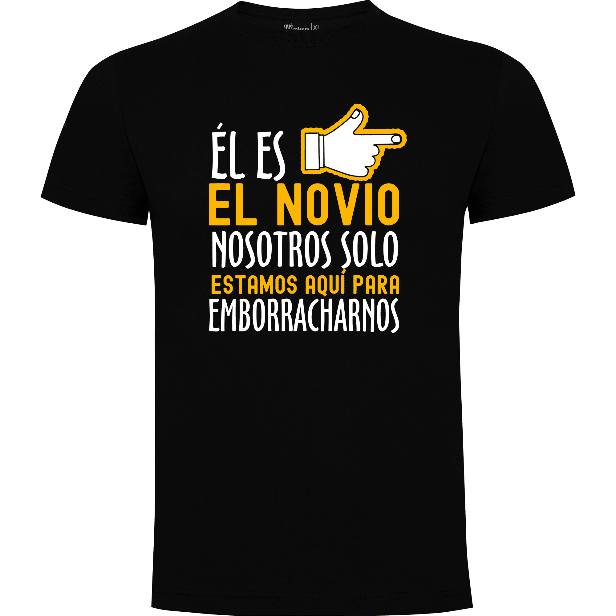 Camiseta despedida de soltero para amigos del novio en algodón orgánico – Diseño El novio no soy yo – Color negro