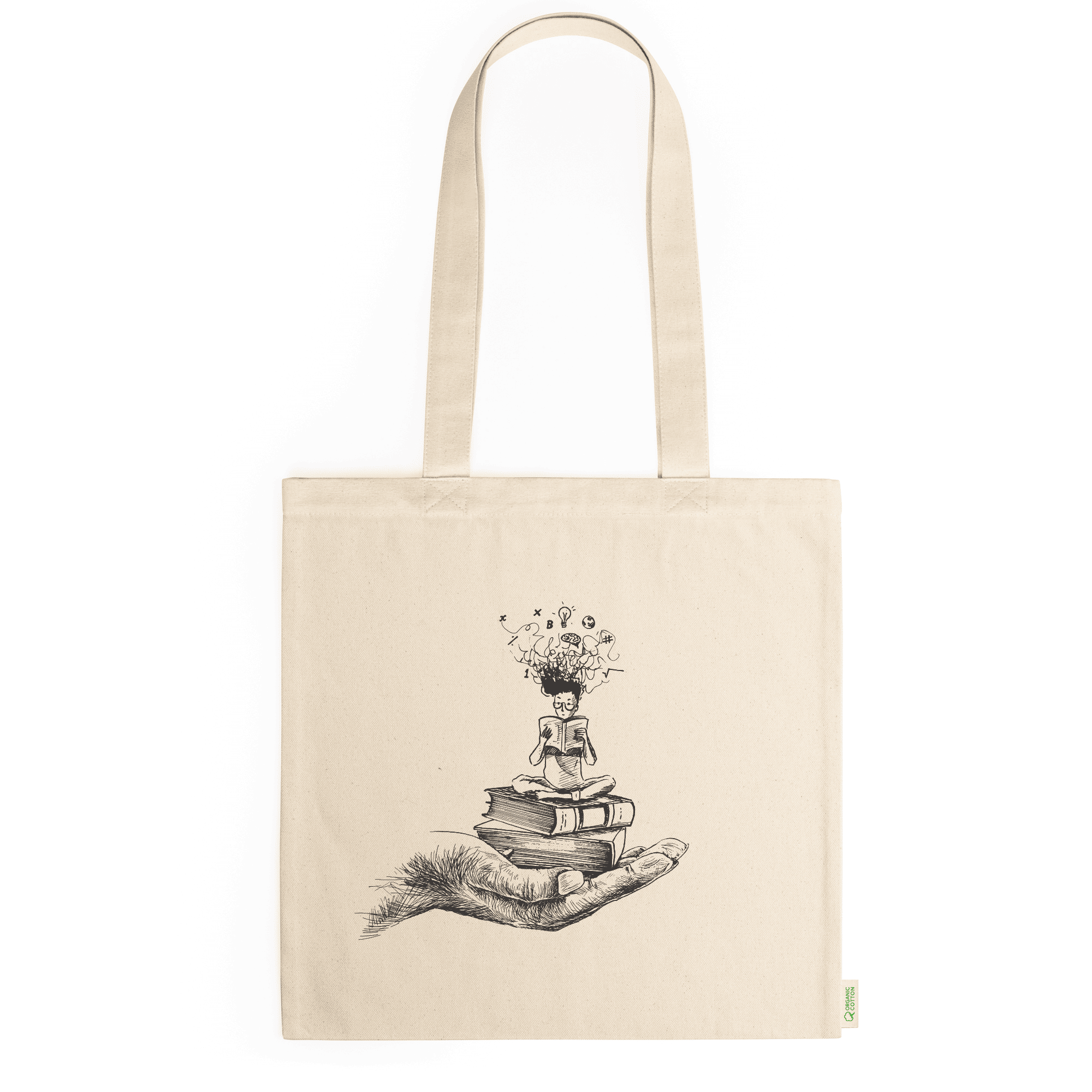 Tote bag de algodón orgánico con diseño Lector