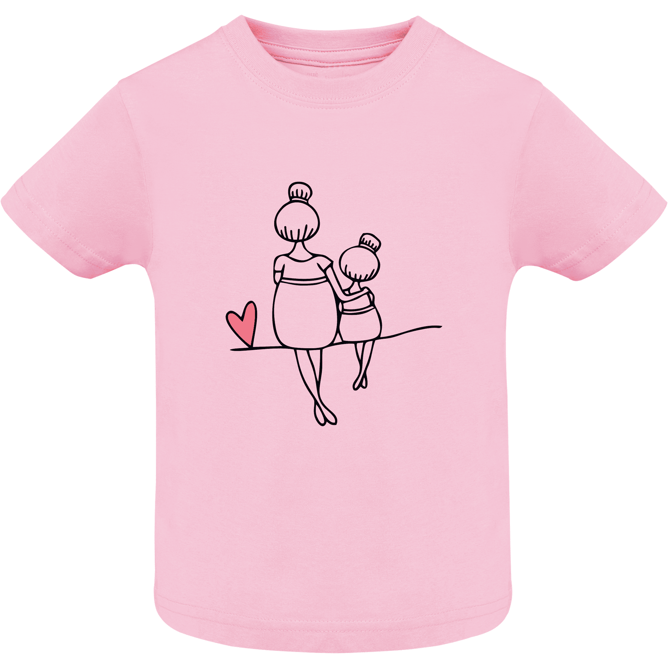 Camiseta Bebé Manga Corta color rosa claro - Diseño 'Línea Corazón' para el Día de la Madre