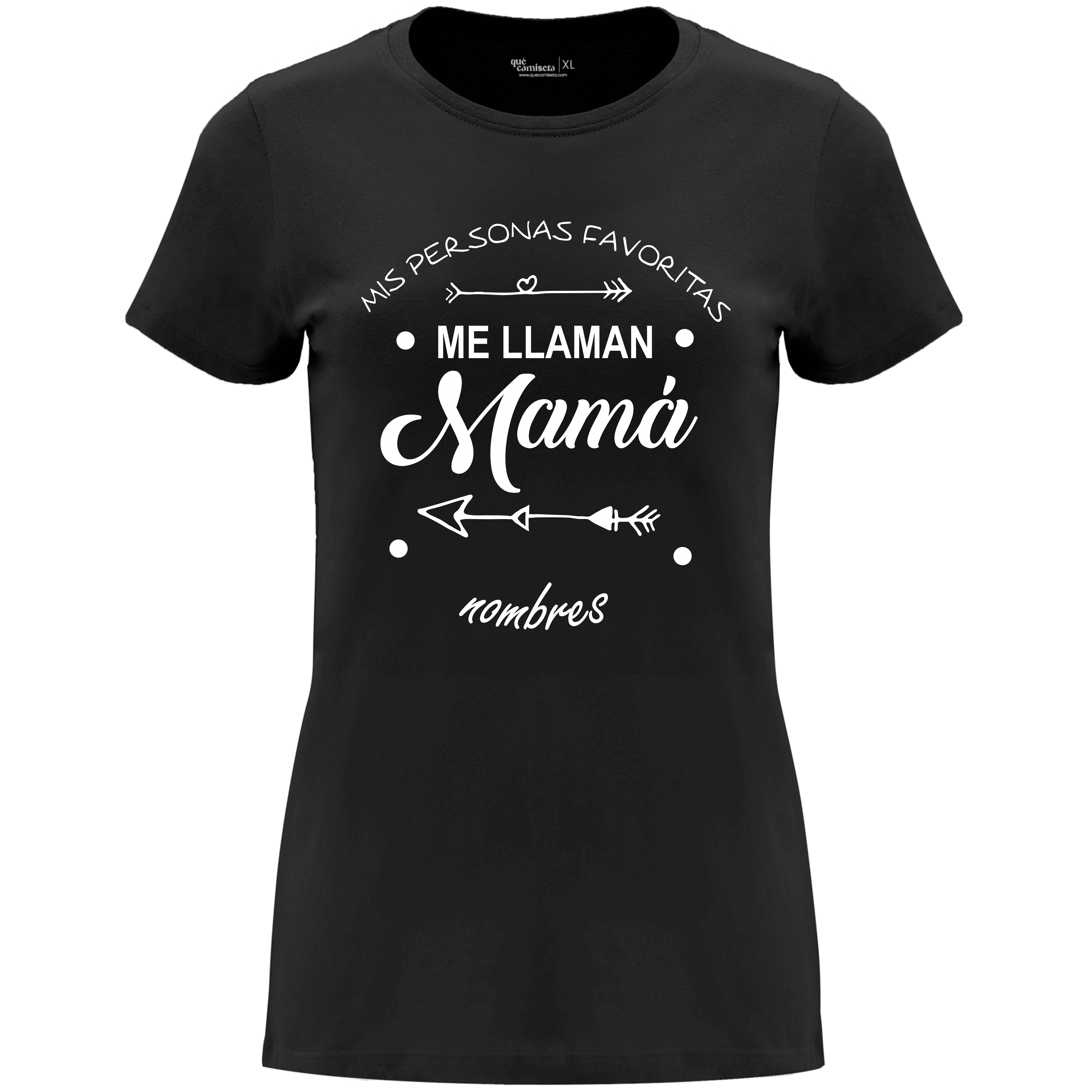 Camiseta "Mis personas favoritas me llaman Mamá" en color Negro para el Día de la Madre