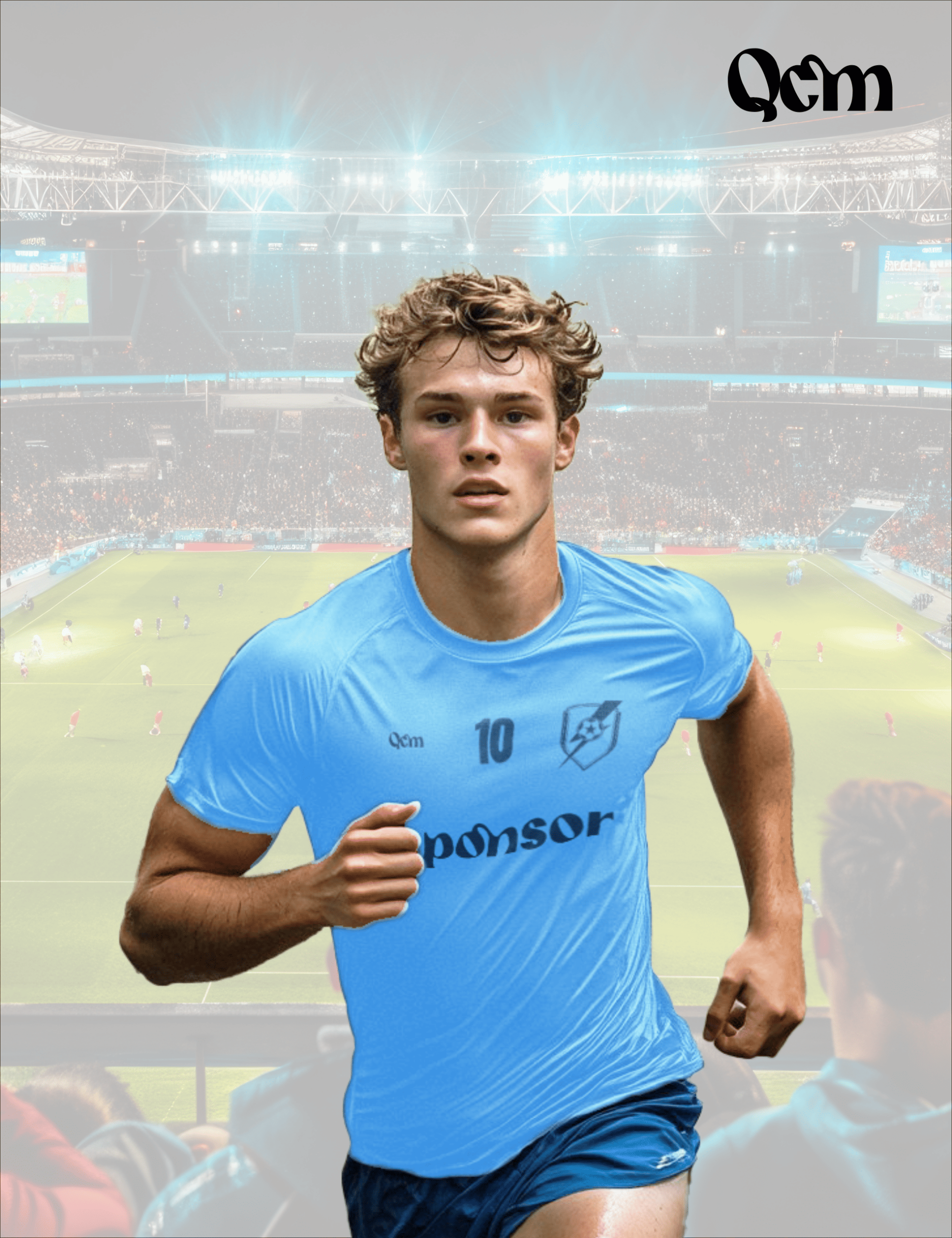 Camiseta fútbol personalizada adulto Celeste en uso