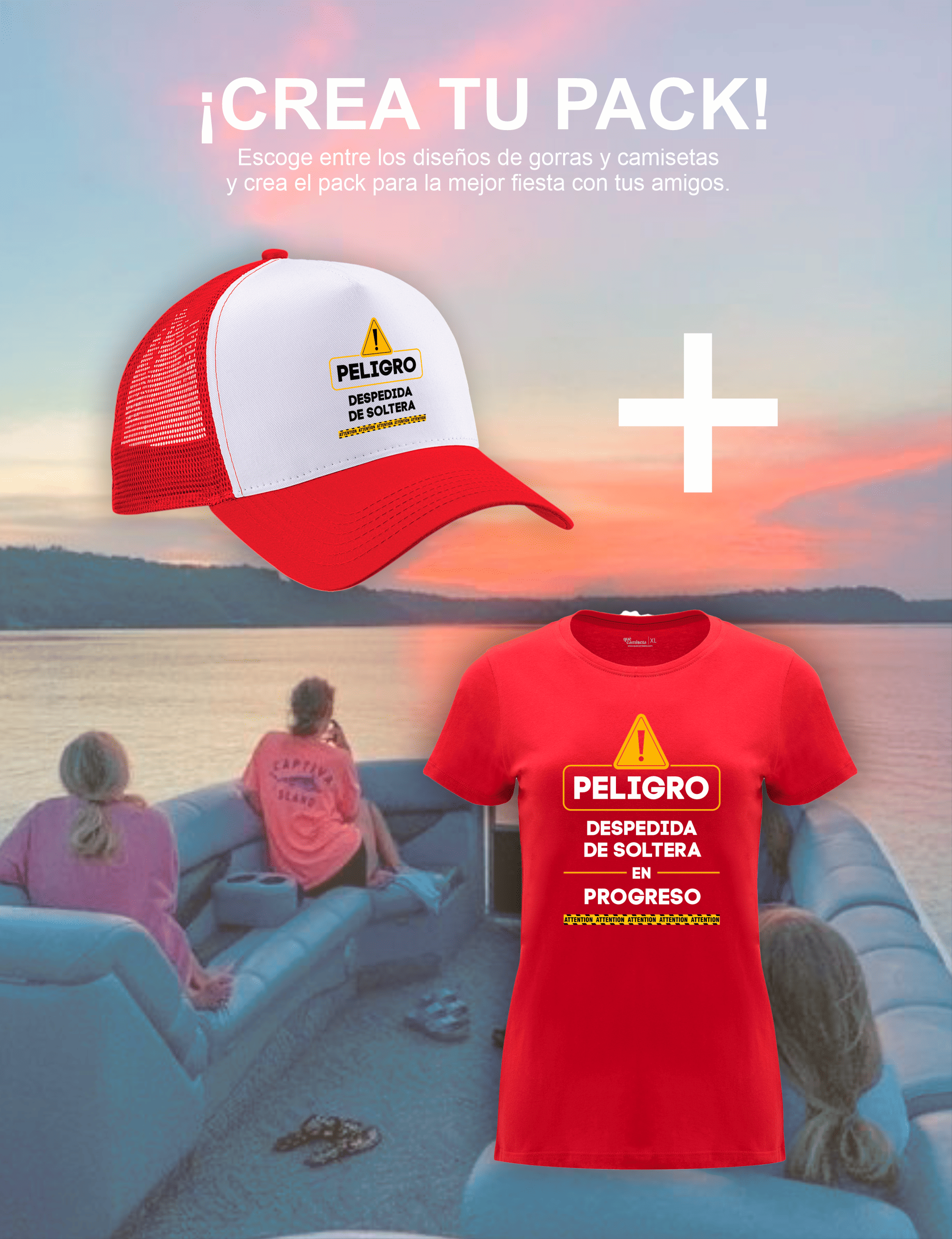 Pack gorra y camiseta Peligro – Despedida de soltera