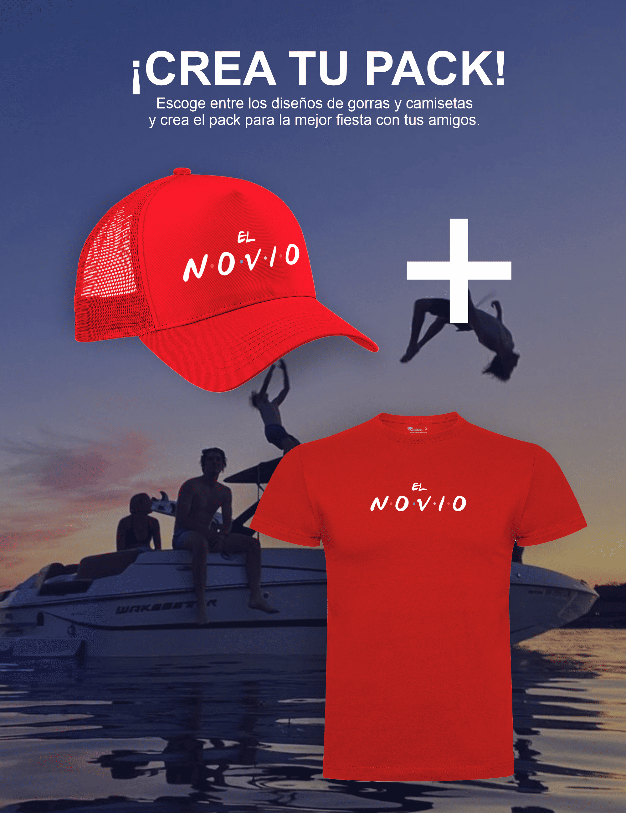 Pack gorra y camiseta Friends, el novio – Despedida de soltero