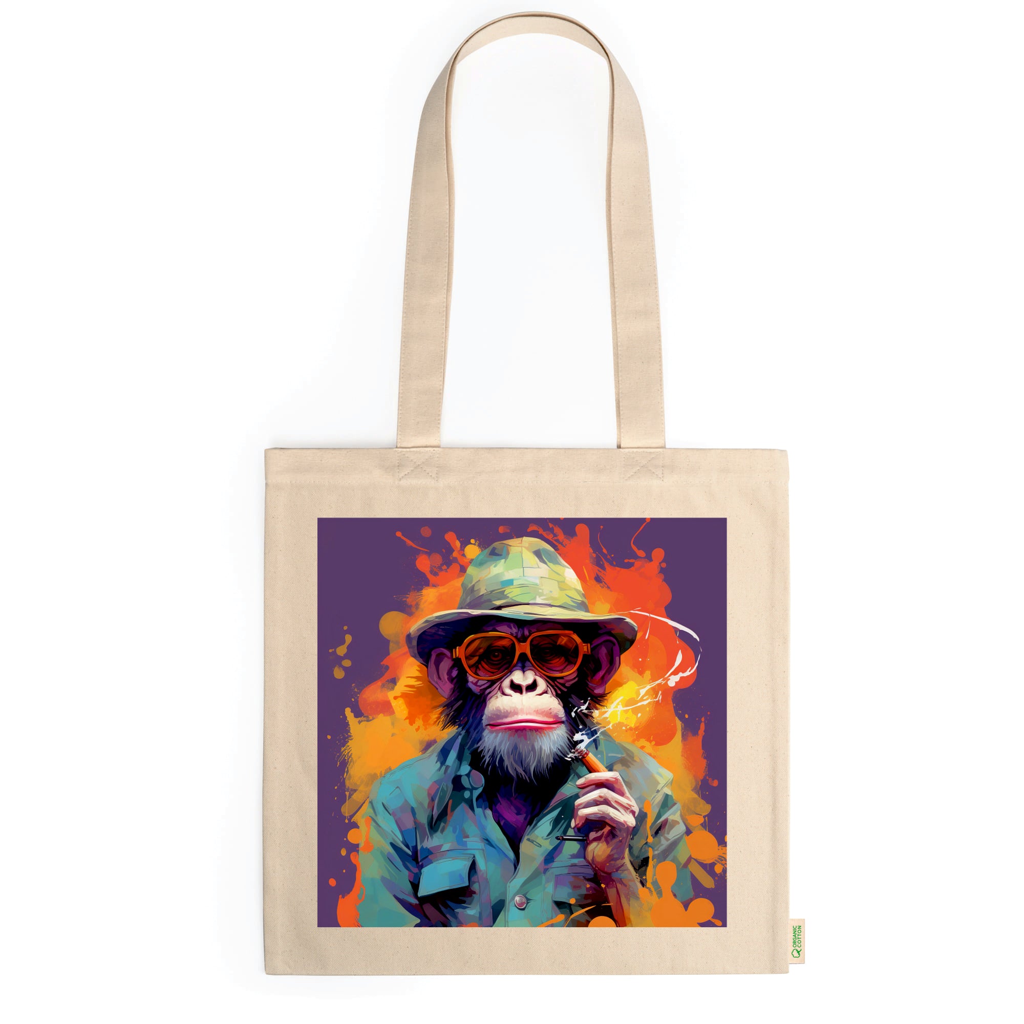 Tote bag de algodón orgánico con diseño Monkey Style