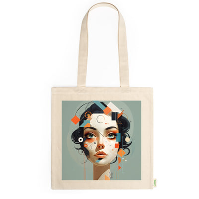 Tote bag de algodón orgánico con diseño Abstract Ideas y asas largas