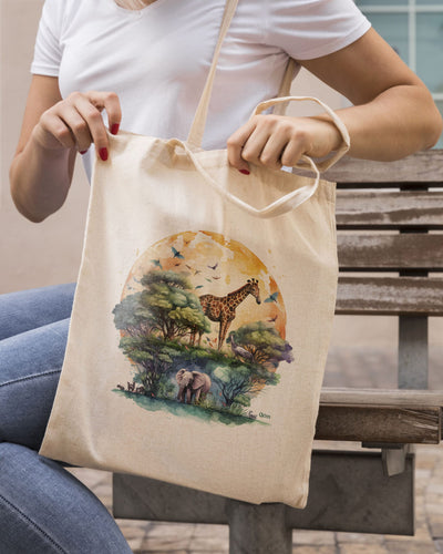 Tote bag algodón orgánico diseño estampado · Modelo Día Mundial de los Animales