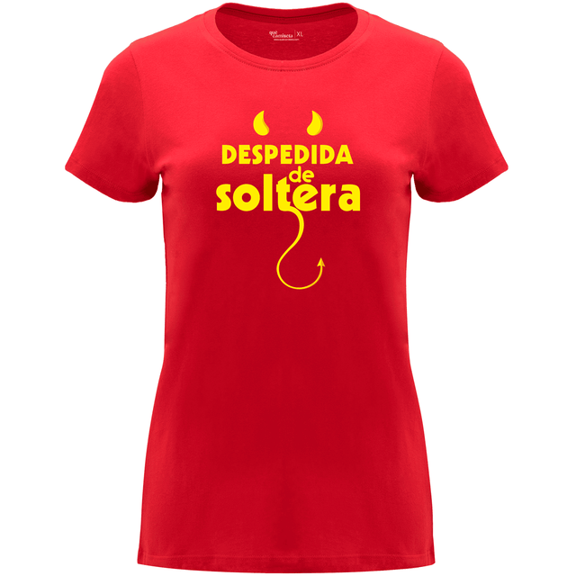 Camiseta despedida de soltera para amigas de la novia en algodón orgánico – Diseño Diabla – Color rojo