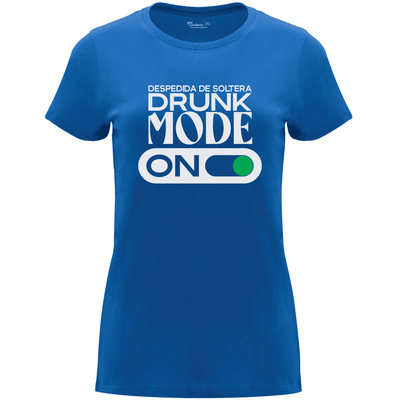 Camiseta despedida de soltera para amigas de la novia en algodón orgánico – Diseño Drunk mode – Color azul royal