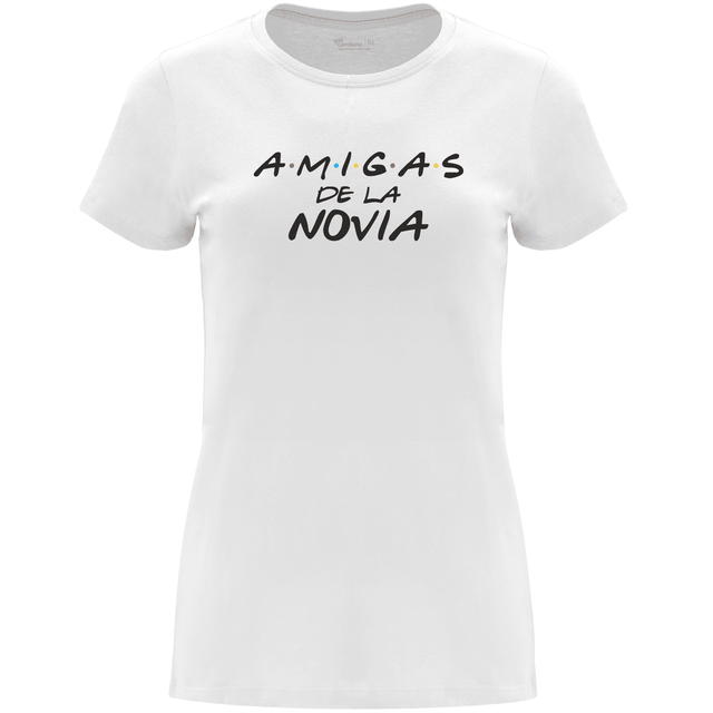 Camiseta despedida de soltera para amigas de la novia en algodón orgánico – Diseño Friends, amigas de la novia – Color Blanco