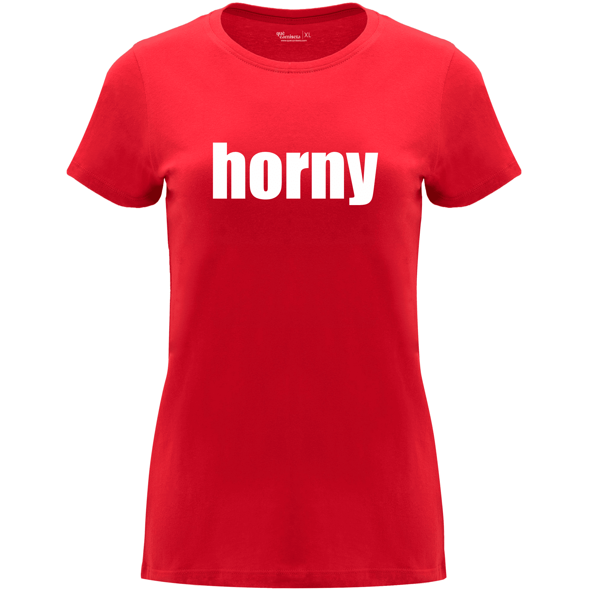 Camiseta despedida de soltera para amigas de la novia en algodón orgánico – Diseño Horny – Color rojo