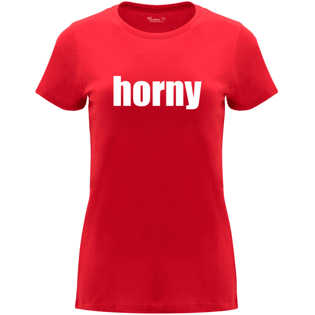 Camiseta despedida de soltera para amigas de la novia en algodón orgánico – Diseño Horny – Color rojo