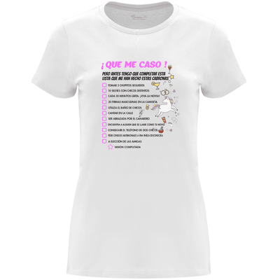 Camiseta despedida de soltera para la novia en algodón orgánico – Diseño Que me caso – Color Blanco