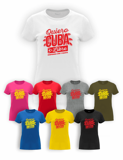 Camiseta "Amigas de la Novia, Quiero mi cubalibre" para despedida de soltera – Disponible en varios colores.