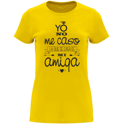 Camiseta despedida de soltera para amigas de la novia en algodón orgánico – Diseño Yo no me caso – Color amarillo