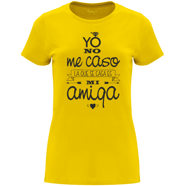 Camiseta despedida de soltera para amigas de la novia en algodón orgánico – Diseño Yo no me caso – Color amarillo