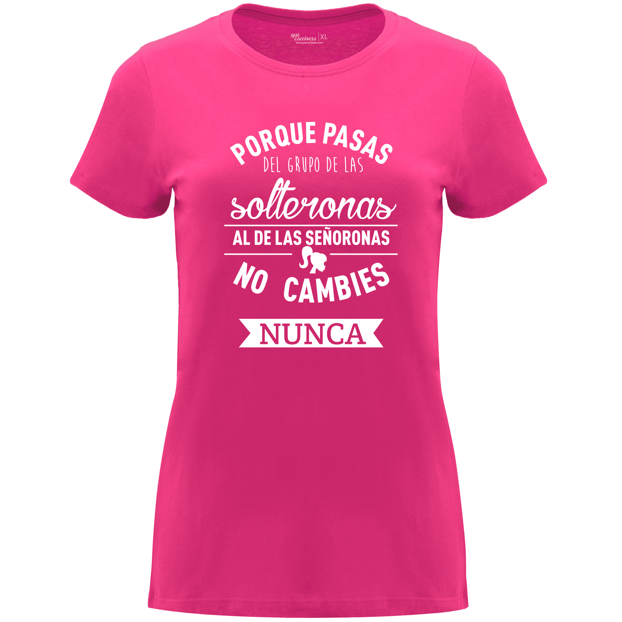 Camiseta despedida de soltera para amigas de la novia en algodón orgánico – Diseño De solterona a señorona – Color rosetón