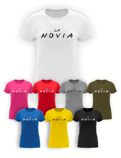 Camiseta "La Novia Friends, la Novia" para despedida de soltera – Disponible en varios colores.