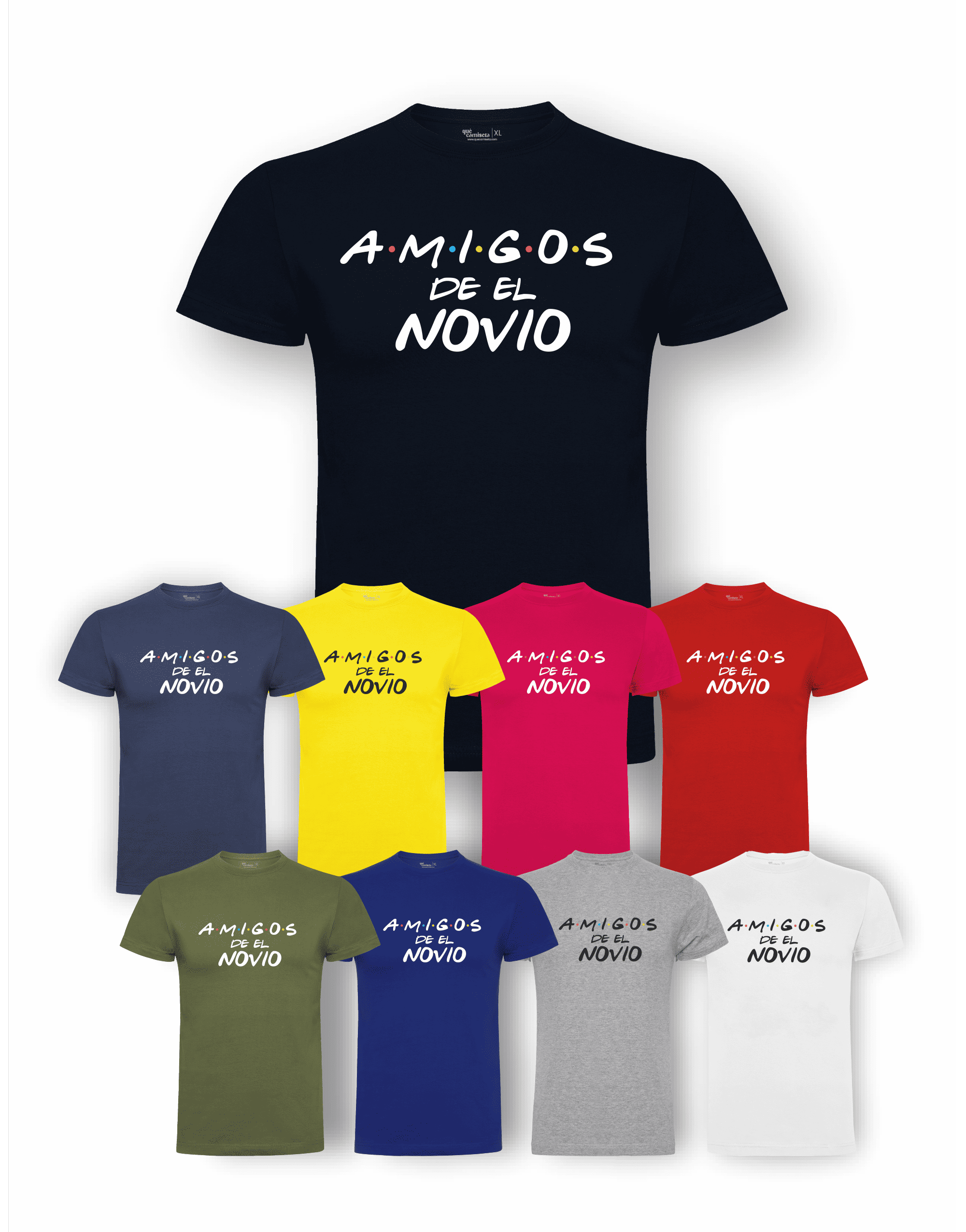 Camiseta de despedida de soltero "Friends, amigos del novio" junto a la camiseta de los amigos – Pack recomendado.