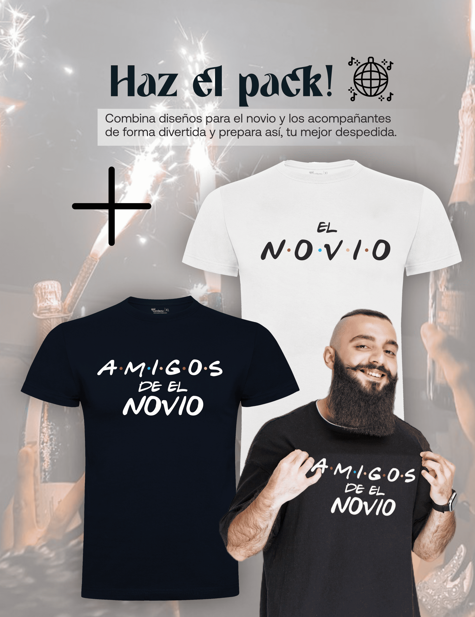 Camiseta "Friends, amigos del novio" para despedida de soltero – Disponible en varios colores.