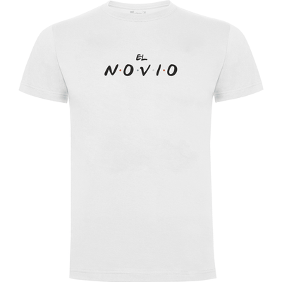 Camiseta despedida de soltero para novio en algodón orgánico – Diseño Friends, El novio – Color blanco