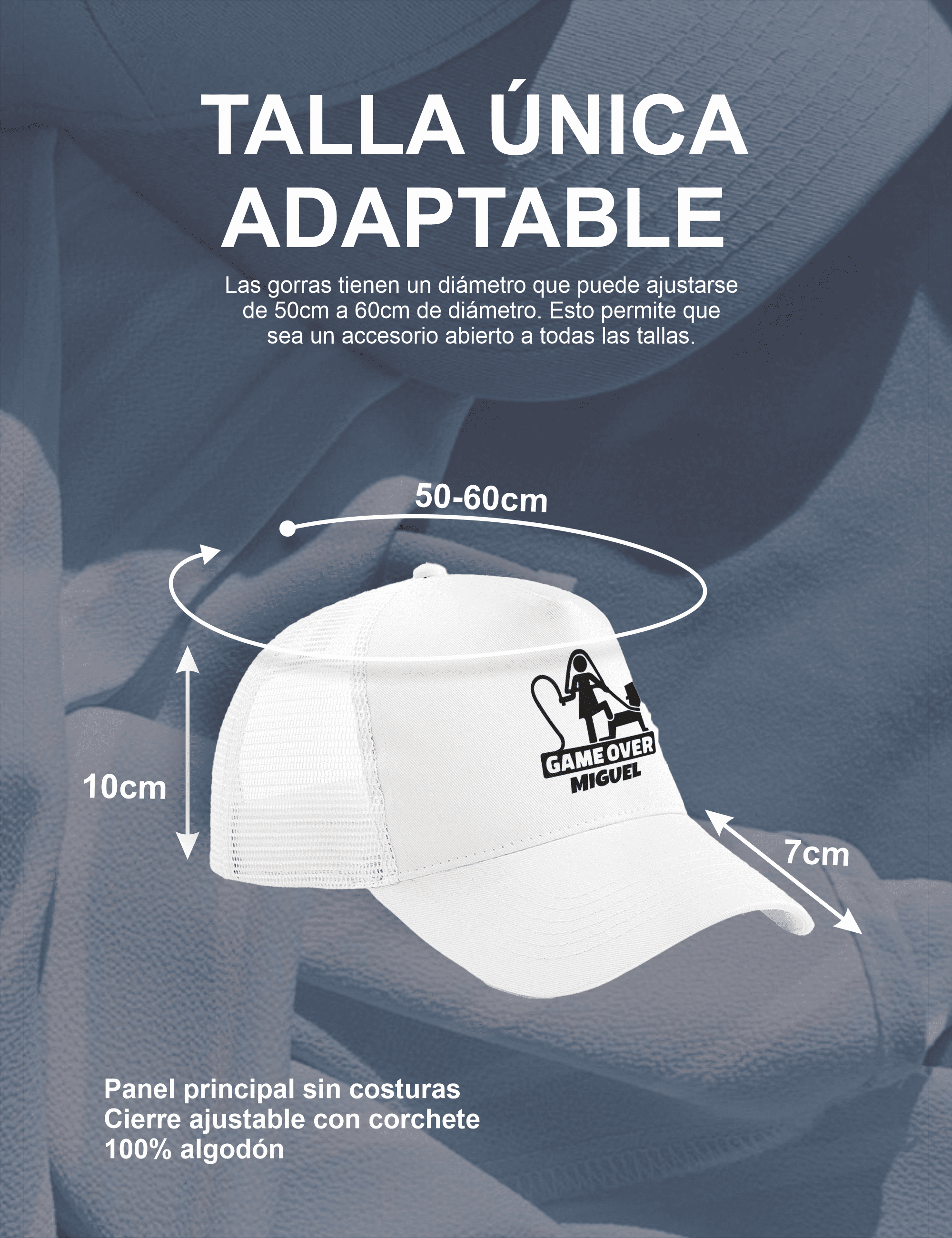 Talla y medidas de la gorra trucker - Ajuste único