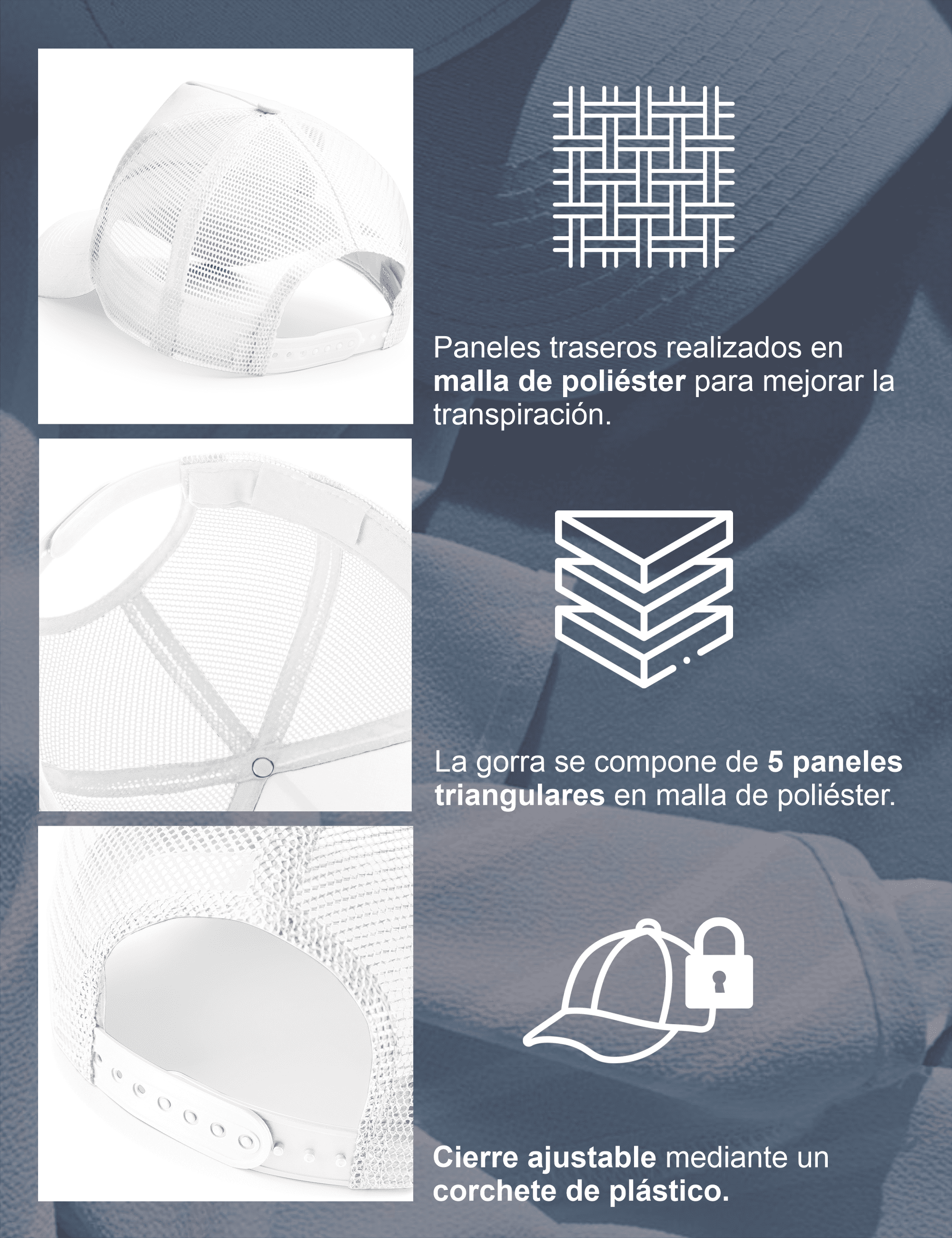Instrucciones de lavado para gorras trucker