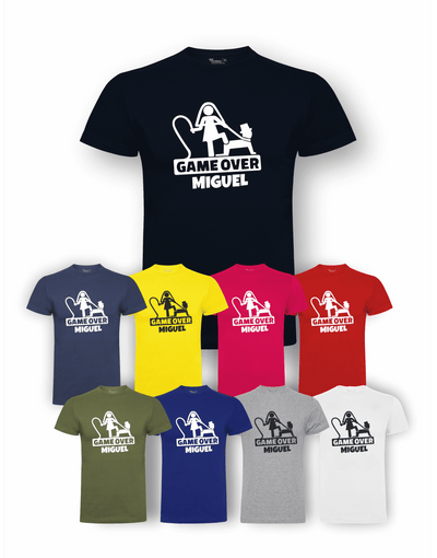 Camiseta de despedida de soltero "Game over" junto a la camiseta de los amigos – Pack recomendado.