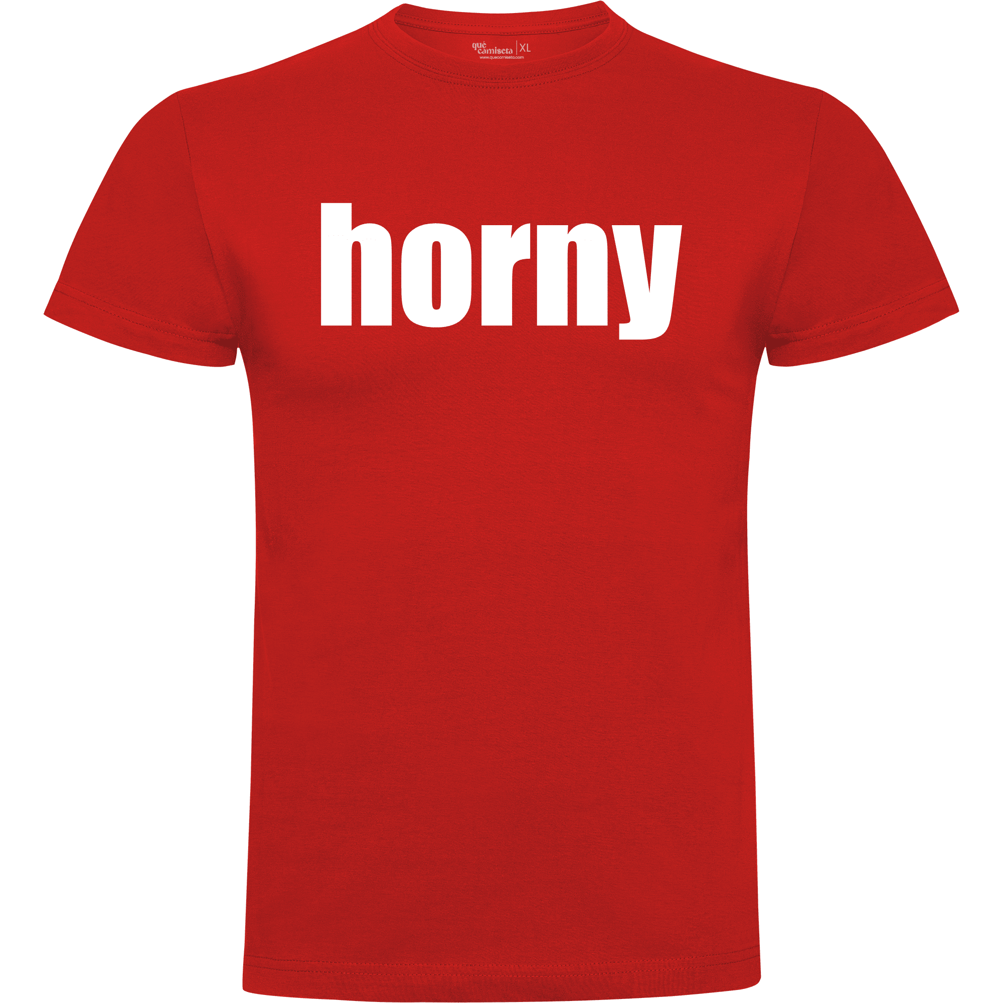 Camiseta despedida de soltero para amigos del novio en algodón orgánico – Diseño Horny – Color rojo
