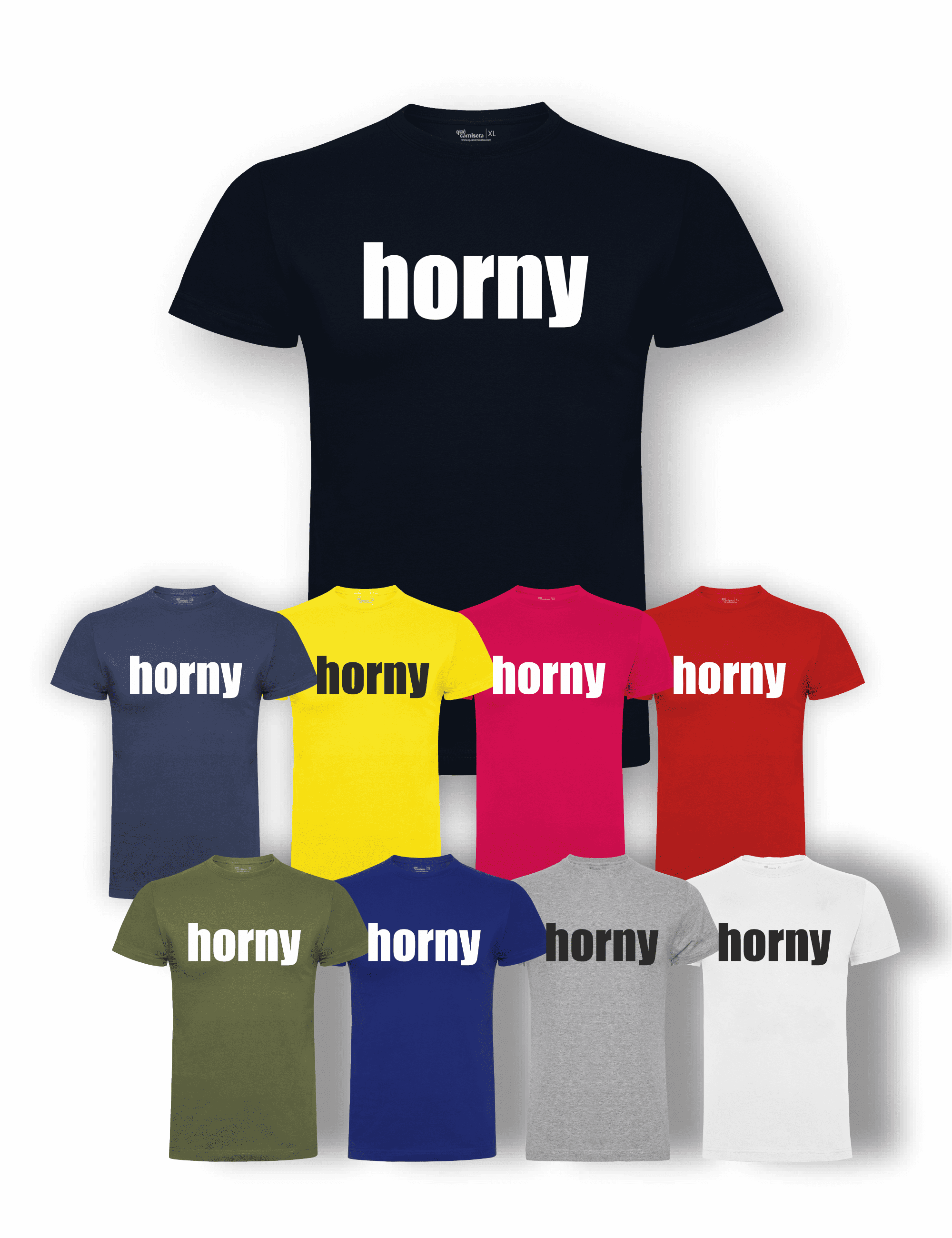 Camiseta de despedida de soltero "Horny" junto a la camiseta de los amigos – Pack recomendado.