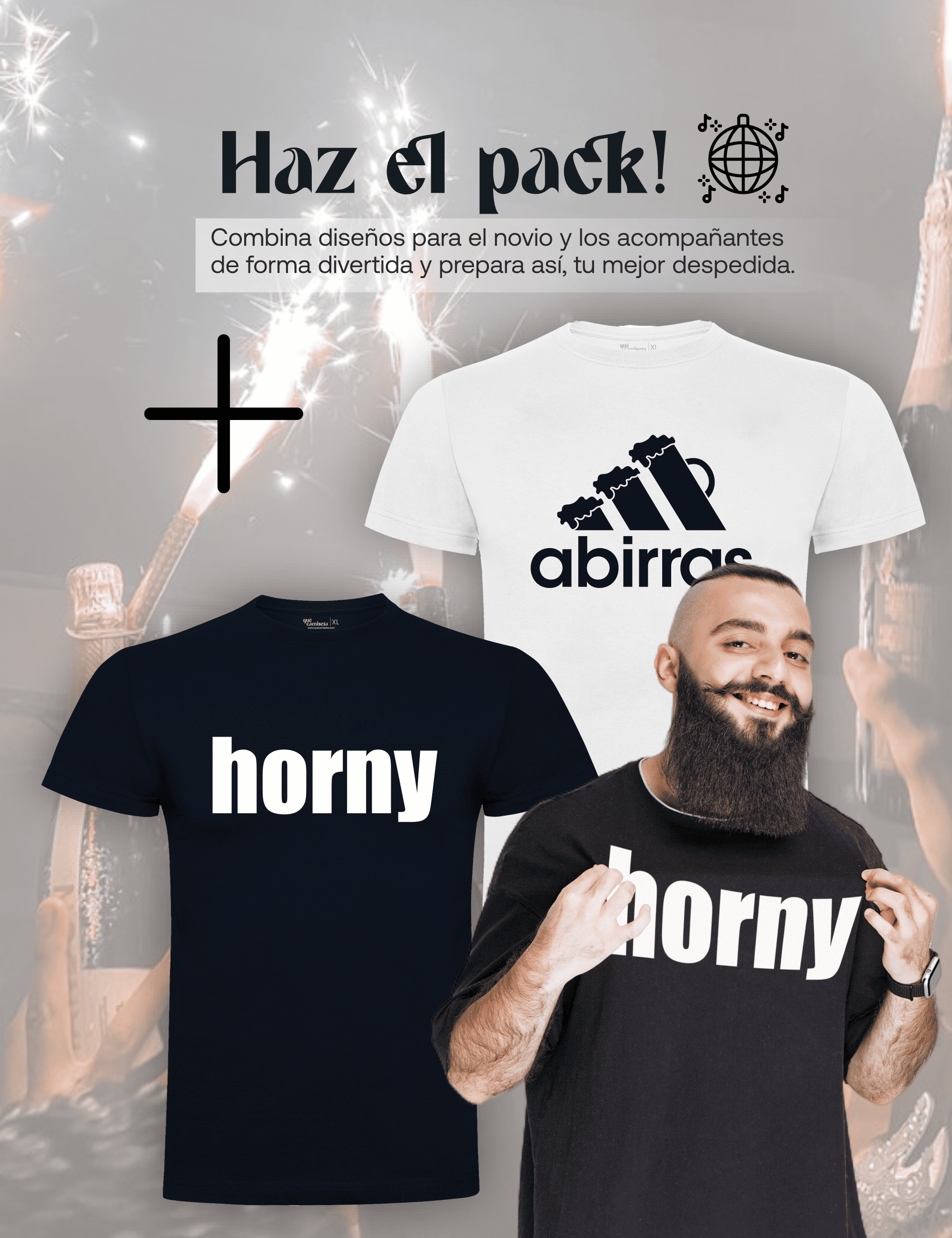 Camiseta "Horny" para despedida de soltero – Disponible en varios colores.