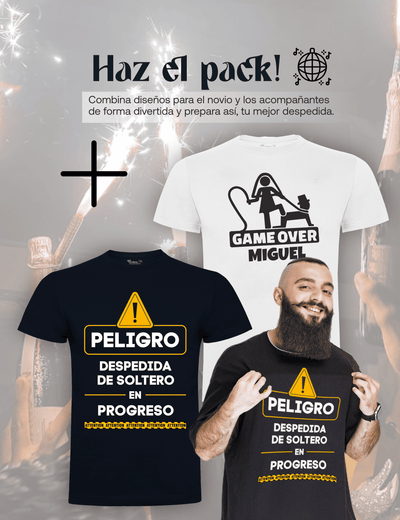 Camiseta "Peligro" para despedida de soltero – Disponible en varios colores.
