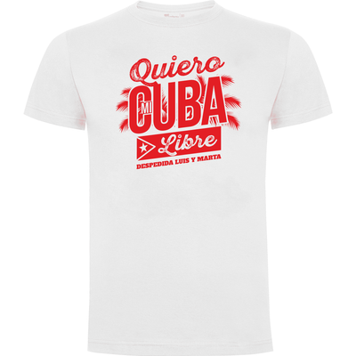 Camiseta despedida de soltero para amigos del novio en algodón orgánico – Diseño Quiero mi cubalibre – Color blanco