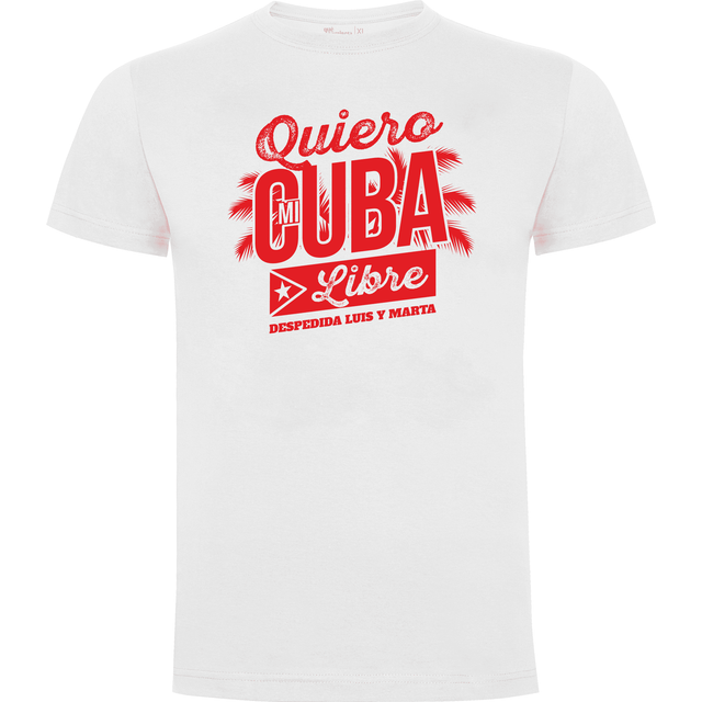 Camiseta despedida de soltero para amigos del novio en algodón orgánico – Diseño Quiero mi cubalibre – Color blanco
