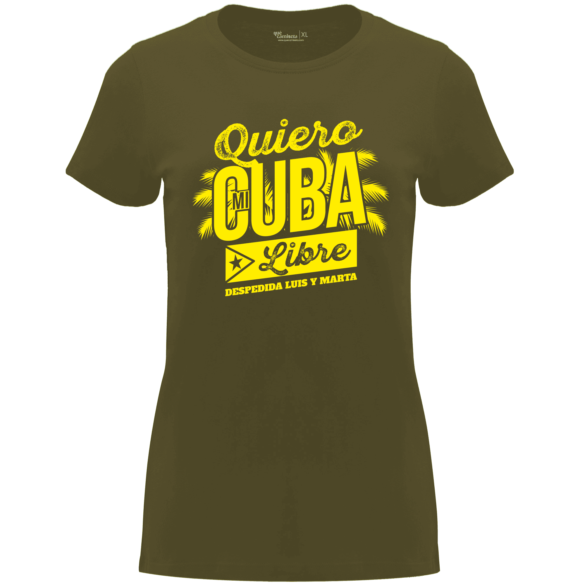 Camiseta despedida de soltera para amigas de la novia en algodón orgánico – Diseño Quiero mi cubalibre – Color verde militar