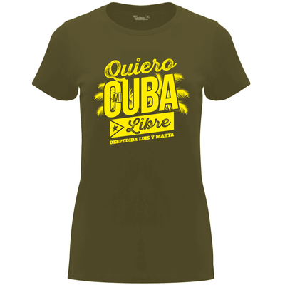 Camiseta despedida de soltera para amigas de la novia en algodón orgánico – Diseño Quiero mi cubalibre – Color verde militar