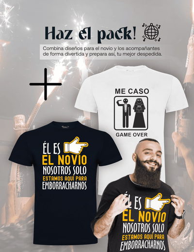 Camiseta "El Novio no soy yo" para despedida de soltero – Disponible en varios colores.