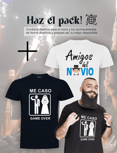 Camiseta "Me caso, Game over" para despedida de soltero – Disponible en varios colores.